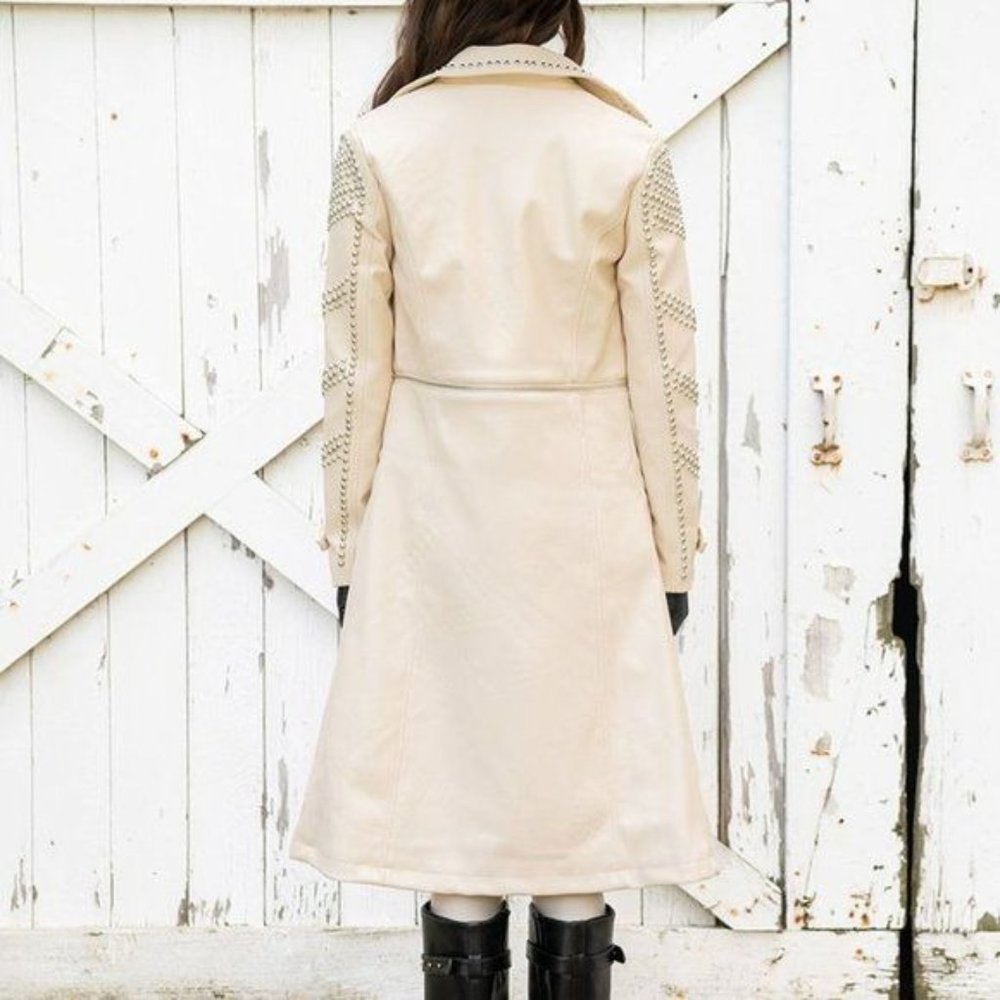 Callie Wear it Like you Mean It Vegan Leather Trench Coat With Studs Azalea Wang - Picture 4 of 10